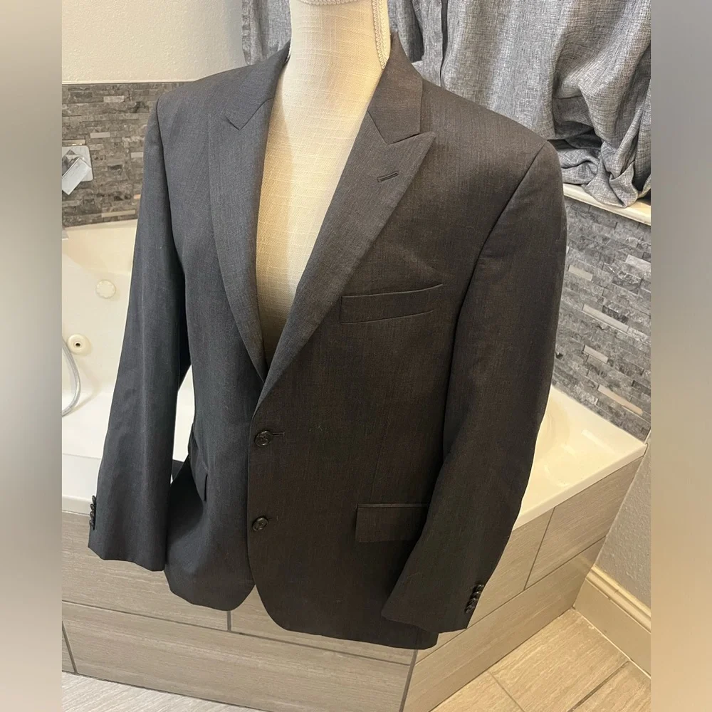Alfani Men's Charcoal Gray Two-Button Suit Jacket 42S